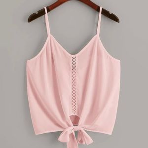 Elegant Eyelet Lace Insert String Strap Cami Top🌸